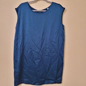 Blue Sleeveless 100% Silk Tunic With Back Zipper By Nuthatch - Size M